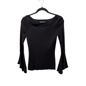 INC International Concepts Womens Sweater Size XS Black Knitted Pullover Blouse